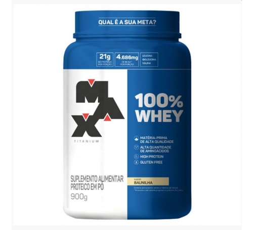 100% WHEY CONCENTRADO 900G POTE - MAX TITANIUM